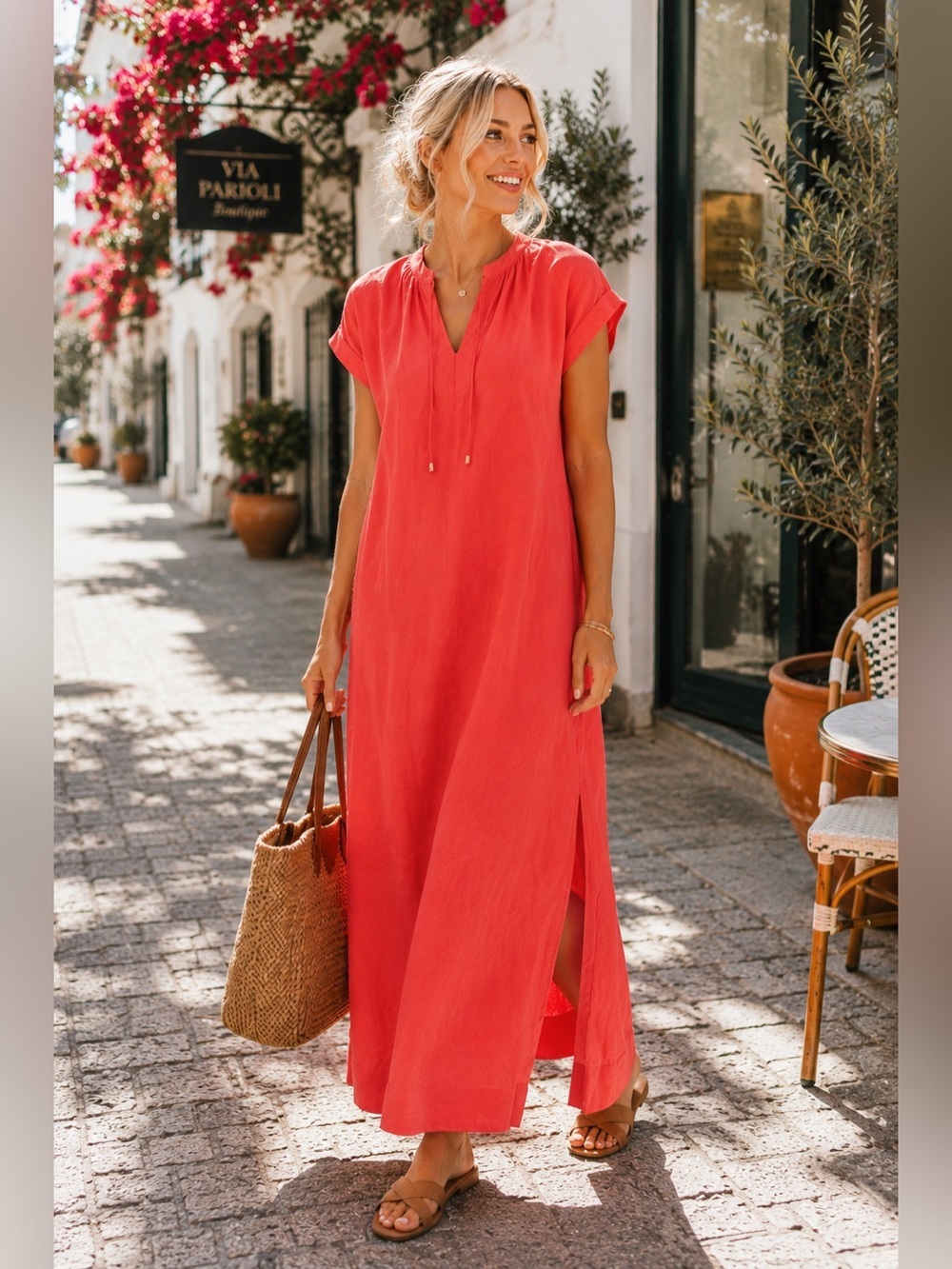 Tommy Bahama Coral Red Maxi Dress